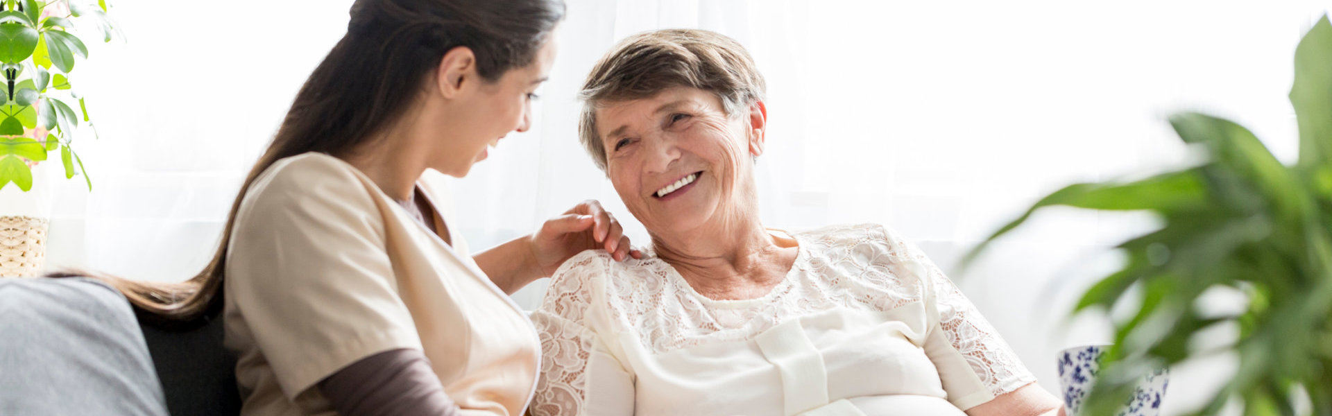 nurse talking to senior